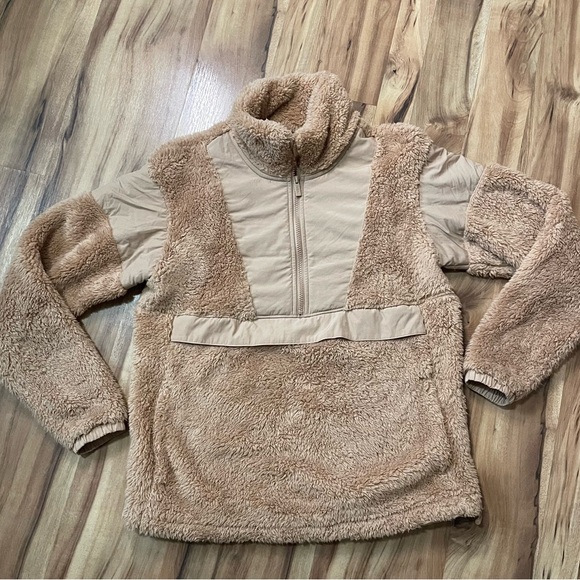 PINK Victoria's Secret Tops - PINK VS Soft Tan Teddy Pullover Sz Small